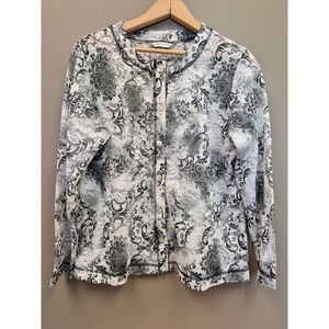 Laura Ashley Womens Lightweight Sheer Lace Cardigan Floral Button Front Top Med